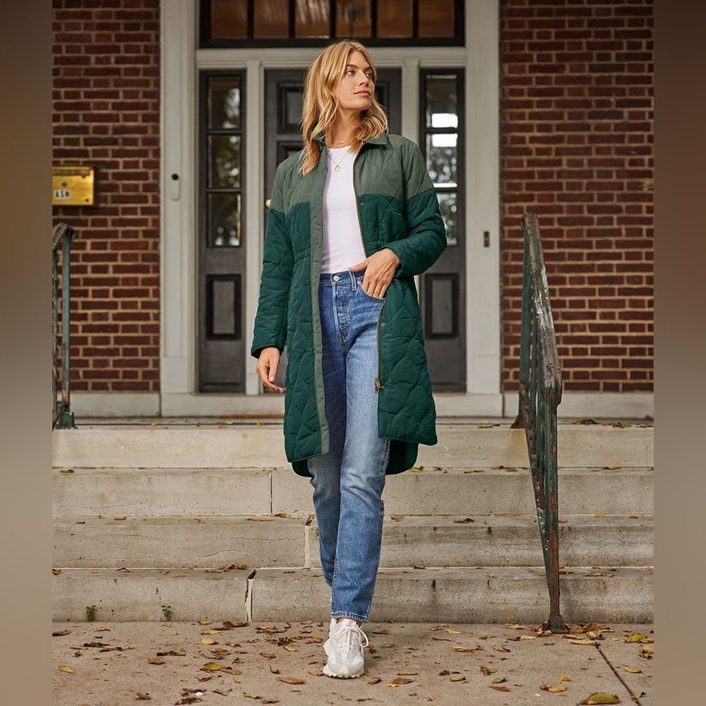 Summersalt The Long Colorblock Eco Quilted Coat